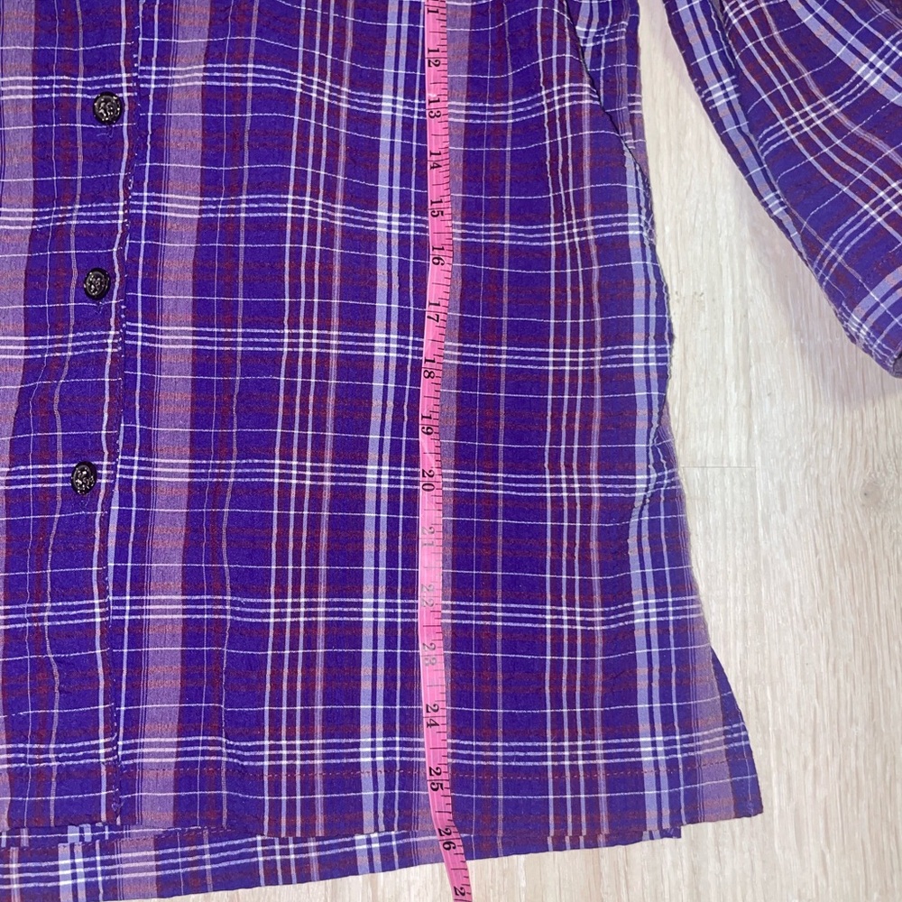 White Stag Purple Plaid Button Down Shirt M 8-10 - Picture 11 of 11